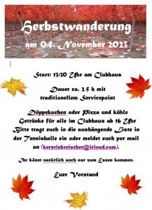 Gemeinsame Herbstwanderung DJK TA und ATC   4. November 2023  13.30 Uhr